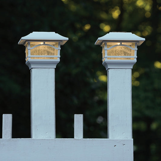 MAXSA Innovations Mission-Style Solar Post Cap & Deck Railing Lights (2-Pack, White)