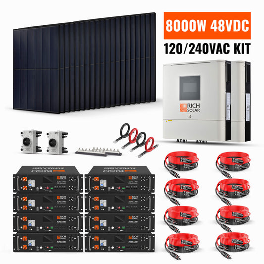 Rich Solar 8000W 48V Hybrid Solar Kit | 120V/240V Split Phase Off-Grid System