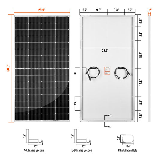Rich Solar MEGA 250W 12V Monocrystalline Solar Panel | Garage Tools Storage
