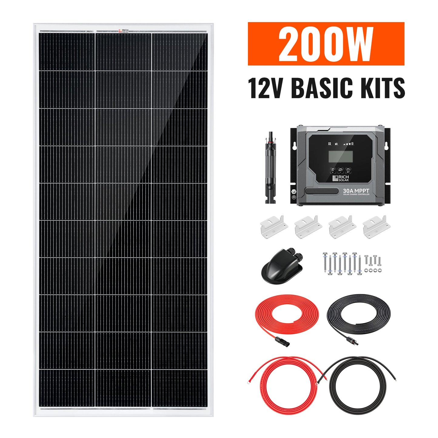 RICH SOLAR 200W Off-Grid Solar Kit (Basic, Battery & Complete Inverter Bundles)