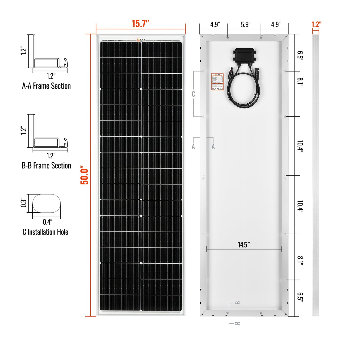 RICH SOLAR Mega 100 Slim & Onyx 100W 12V Solar Panel