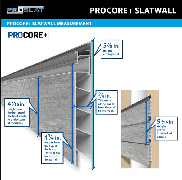 Proslat 8 ft. x 4 ft. PROCORE+ Gray Wood PVC Modular Wall Storage - 3 Pack 96 sq ft 87731K