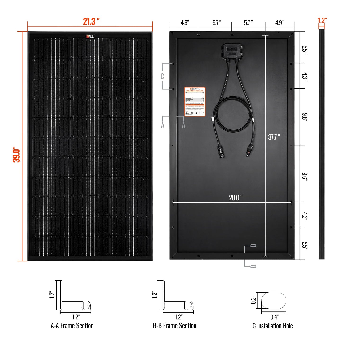 RICH SOLAR MEGA 100 & Onyx 100W 12V Off-Grid Solar Panel