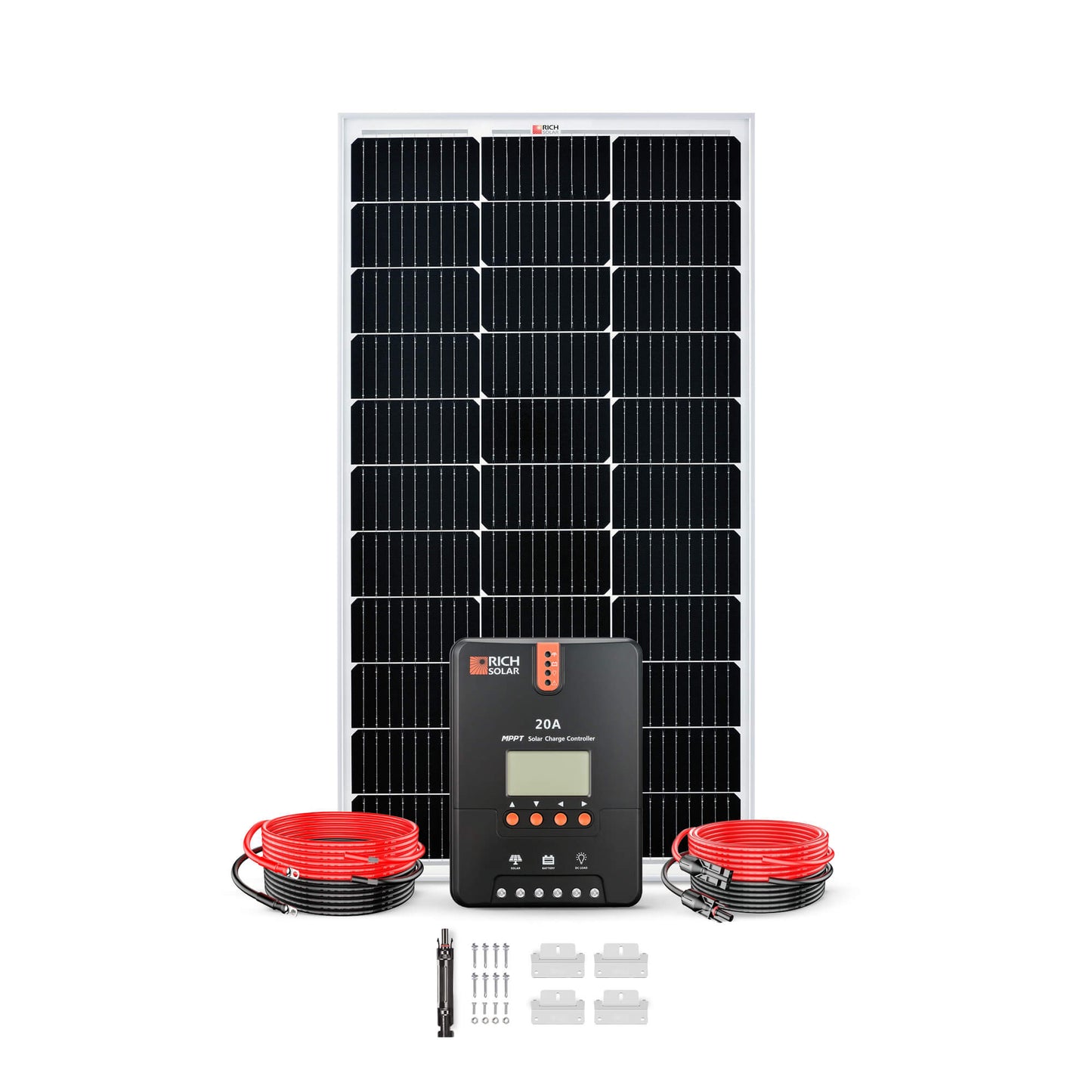 RICH SOLAR 100W Monocrystalline Solar Kit with 20A MPPT Controller