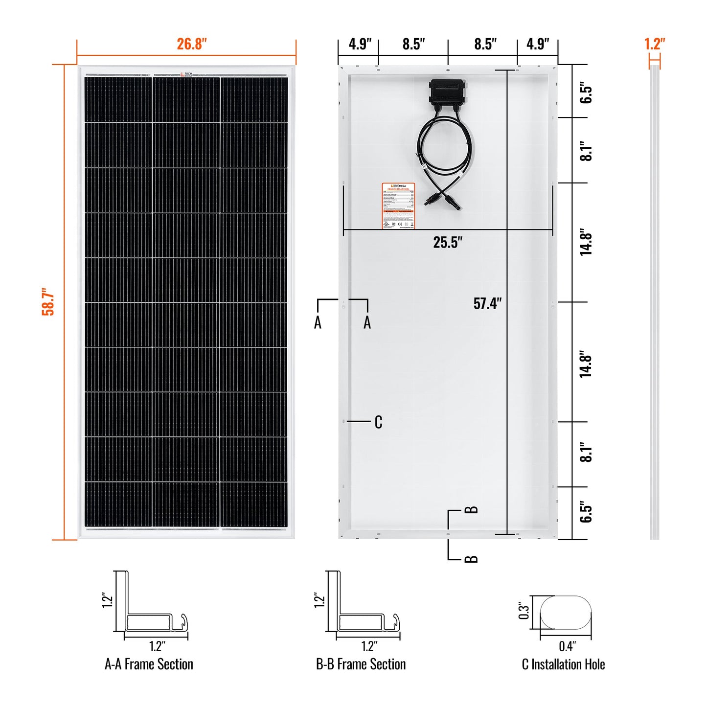 Rich Solar MEGA 200W 12V Solar Panel