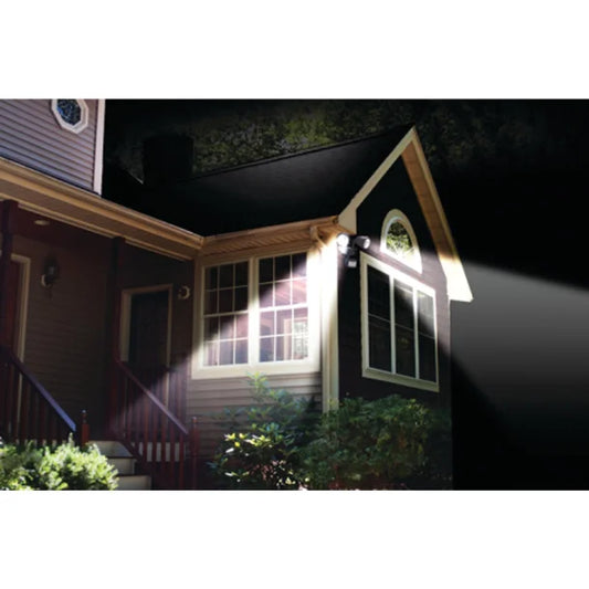 MAXSA Innovations Solar-Powered Dual-Head LED Security Spotlight (Black, Model 44215)