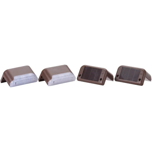 MAXSA Innovations Solar-Powered LED Deck & Step Lights (Brown, 4-Pack, Model 47332)