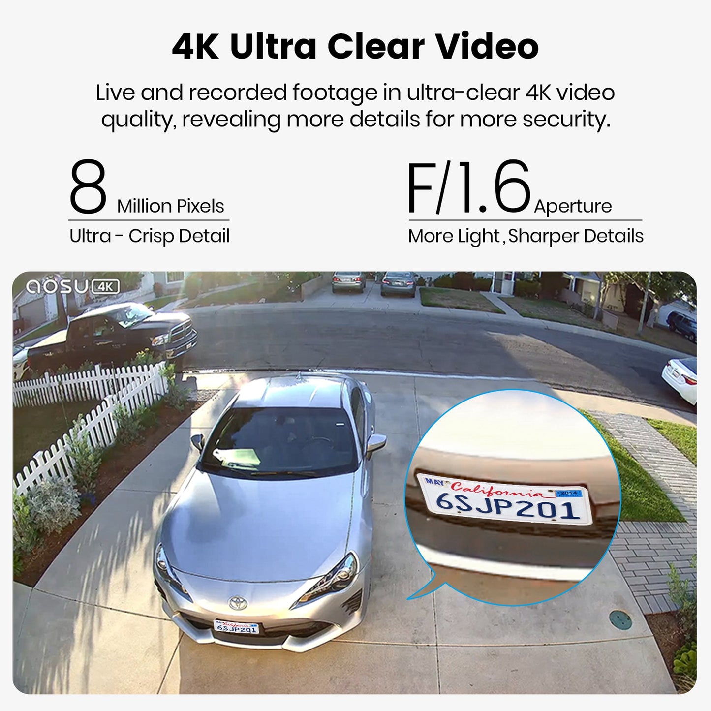 AOSU 4K UHD 8.0MP SolarCam P1 Max Outdoor AI Smart Security Camera (C8S2CA11)