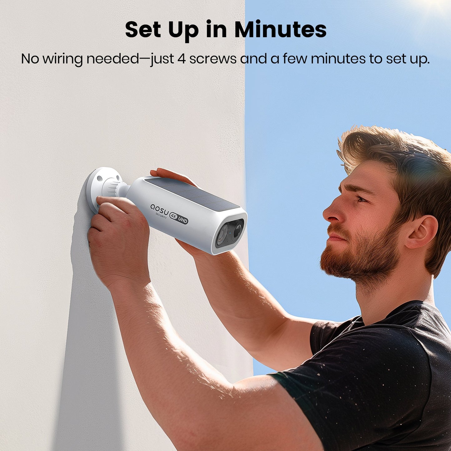 AOSU 4K UHD 8.0MP SolarCam P1 Max Outdoor AI Smart Security Camera (C8S2CA11)