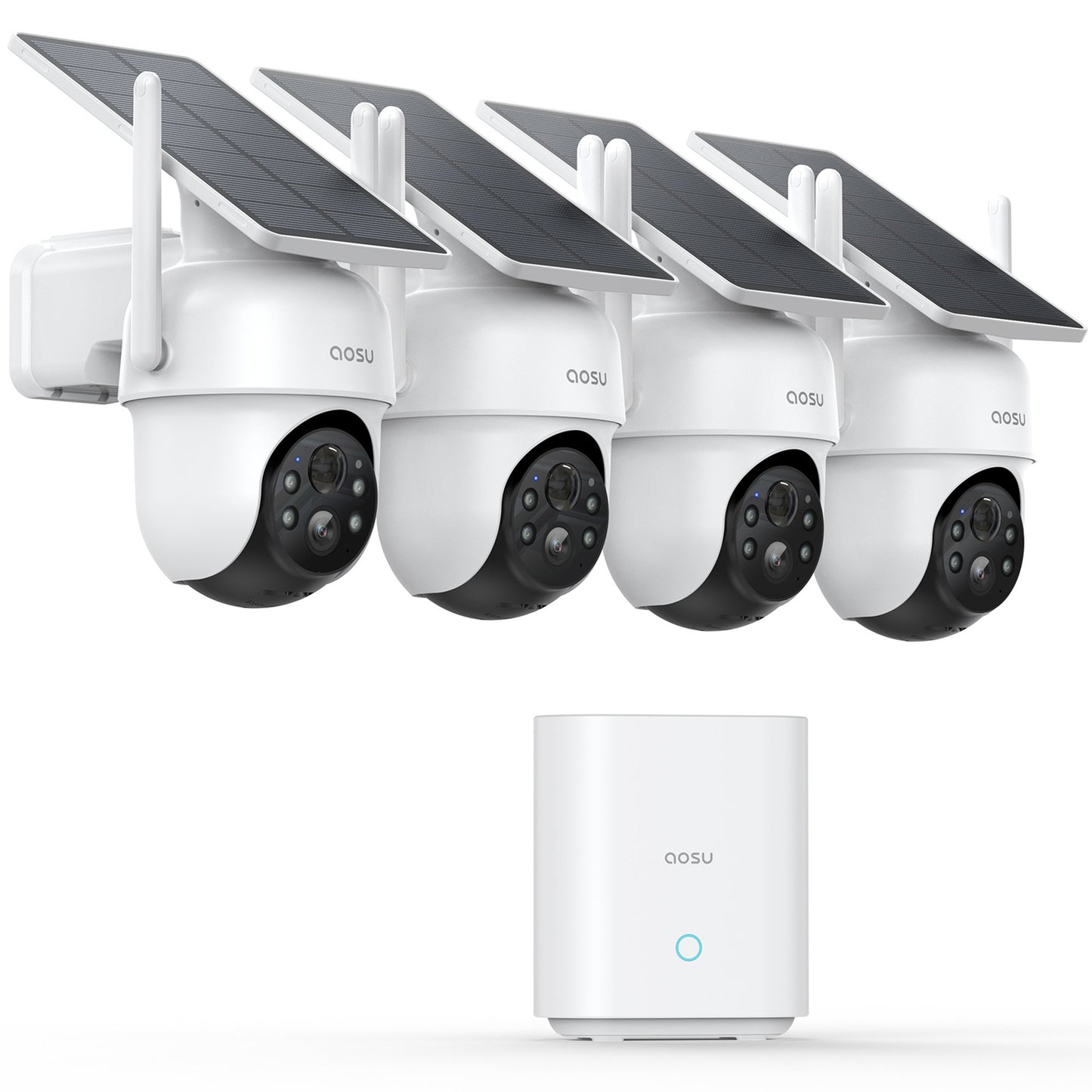 AOSU 2K 3.0MP Dual-Band Solar Security Camera Kit with HomeBase (4-Pack, C9C-4H)