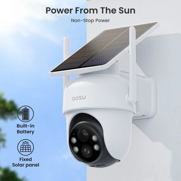 AOSU 2K 3.0MP Dual-Band Solar Security Camera Kit with HomeBase (4-Pack, C9C-4H)