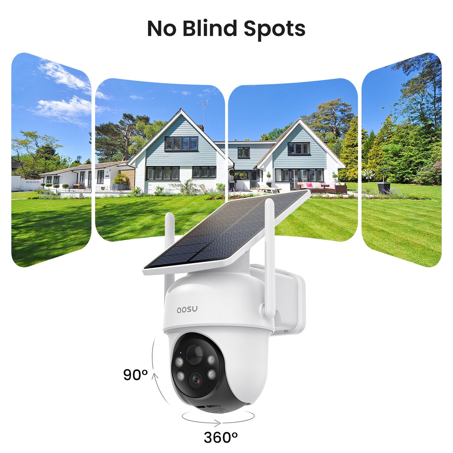 AOSU 2K 3.0MP Dual-Band Solar Security Camera Kit with HomeBase (4-Pack, C9C-4H)