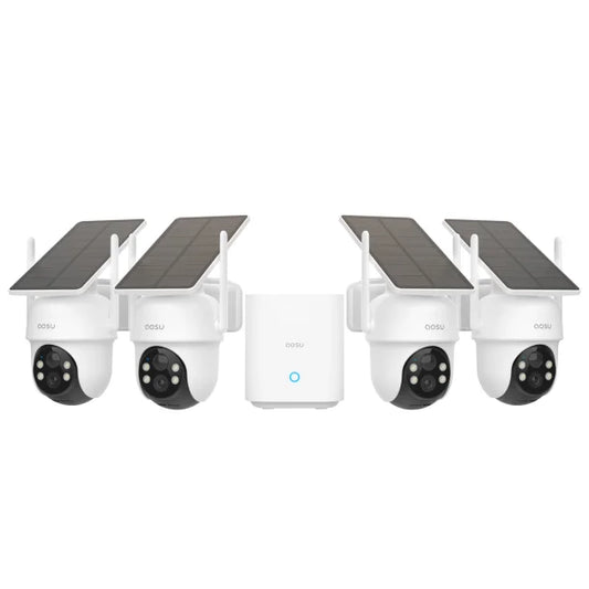 AOSU 2K 3.0MP Dual-Band Solar Security Camera Kit with HomeBase (4-Pack, C9C-4H)