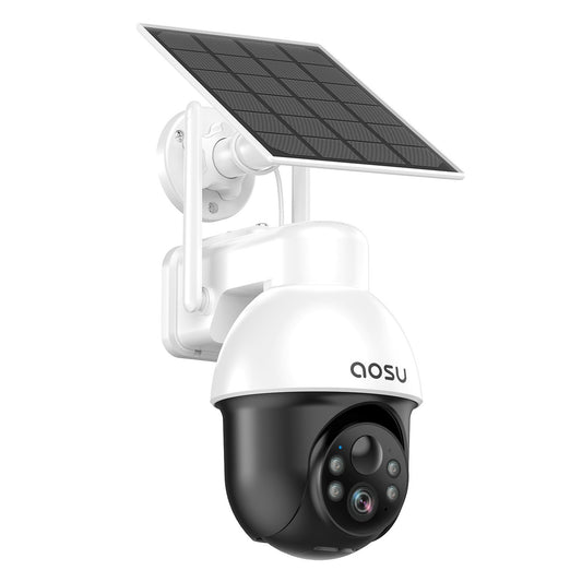 AOSU 2K 3.0MP Outdoor PTZ Solar Security Camera with Auto-Tracking & 2-Way Talk (C9L2BA11)