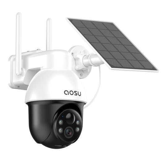 AOSU 2K 3.0MP Outdoor PTZ Solar Security Camera with Auto-Tracking & 2-Way Talk (C9L2BA11)