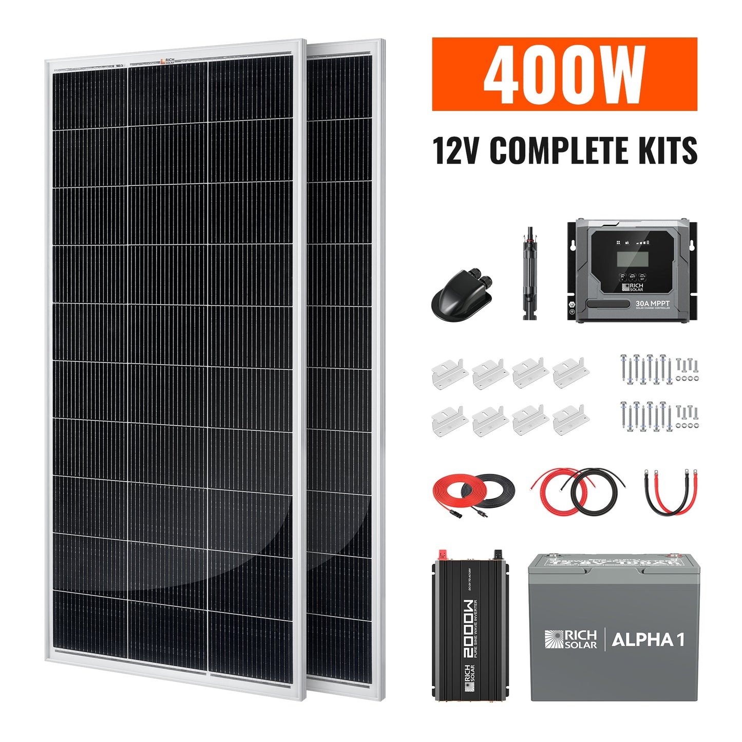 Rich Solar 400 Watt Off-Grid Solar Kit (Basic, Battery & Complete Inverter Options)