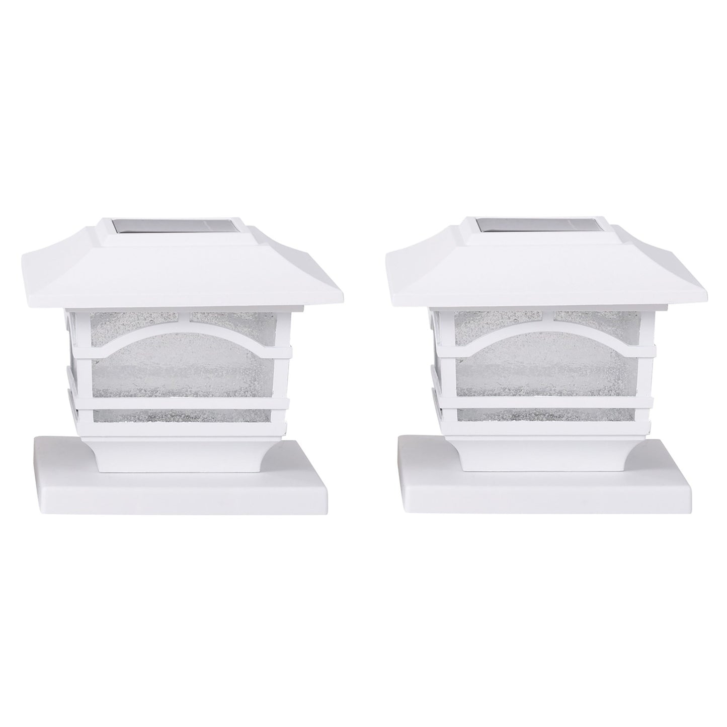 MAXSA Innovations Mission-Style Solar Post Cap & Deck Railing Lights (2-Pack, White)