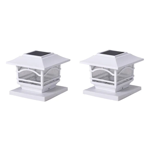 MAXSA Innovations Mission-Style Solar Post Cap & Deck Railing Lights (2-Pack, White)