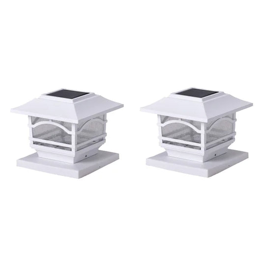 MAXSA Innovations Mission-Style Solar Post Cap & Deck Railing Lights (2-Pack, White)