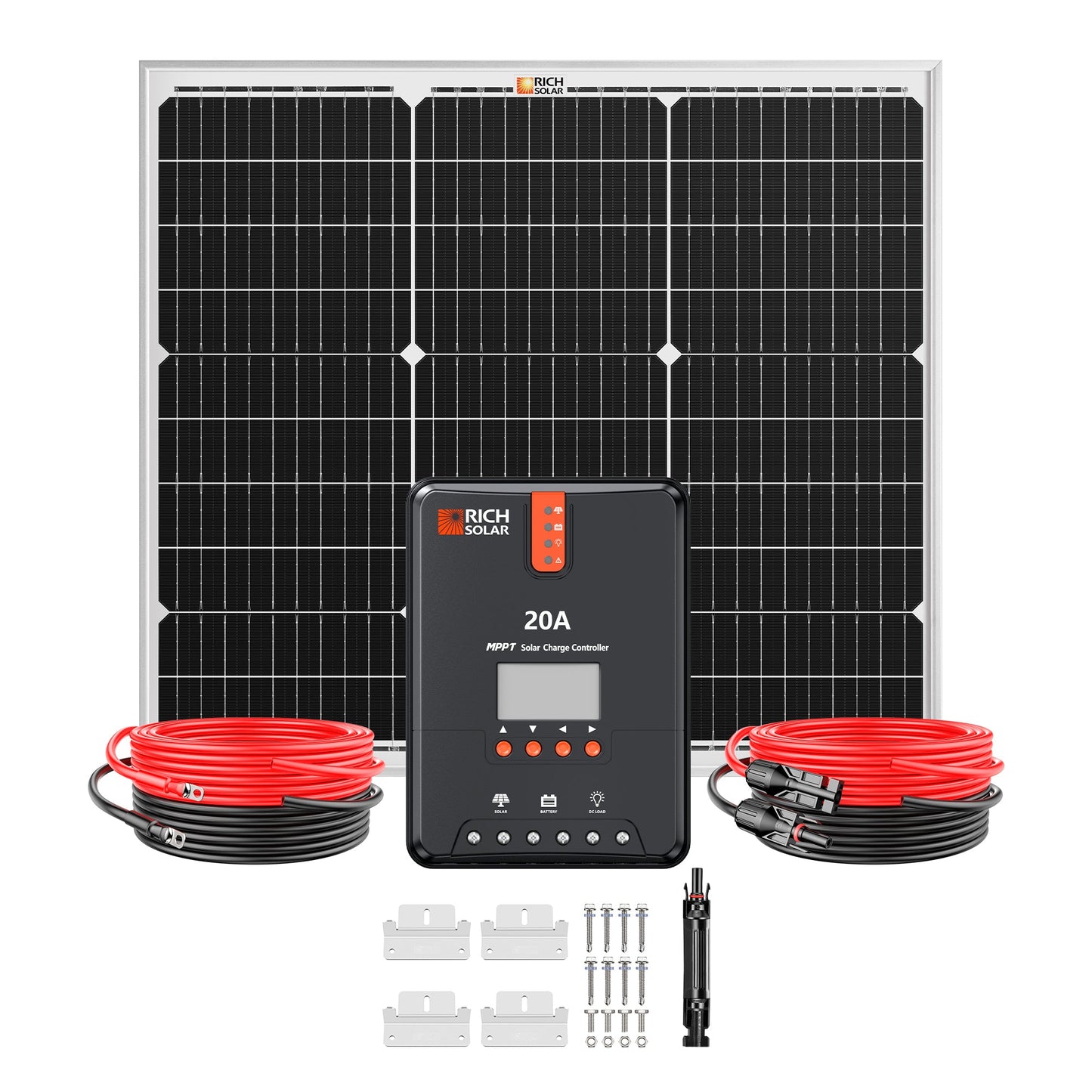 Rich Solar 50W 12V Monocrystalline Solar Kit with 20A MPPT Charge Controller