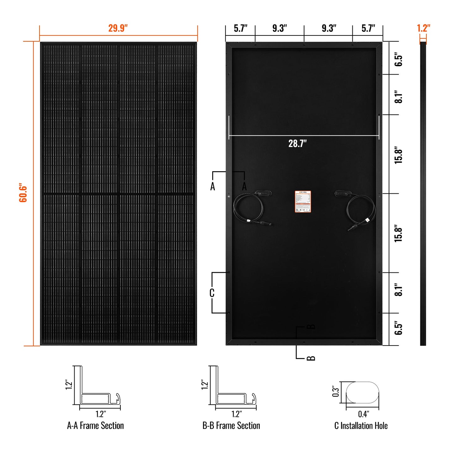 Rich Solar MEGA 250 PRO 250W 24V Monocrystalline Solar Panel (Silver & Onyx Black)