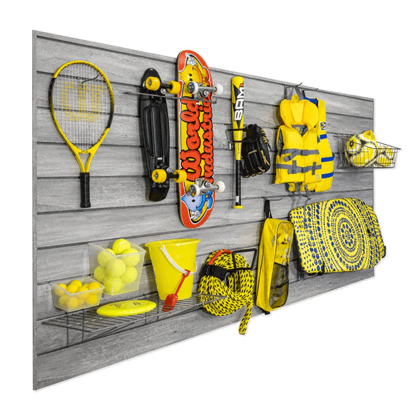 Proslat 8 ft. x 4 ft. PROCORE+ Gray Wood PVC Slatwall Hanging System - 3 Pack 96 sq ft 87731K