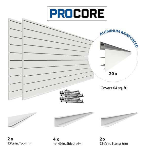 Proslat 8 ft. x 4 ft. PROCORE PVC Garage Wall Storage Solution White – 3 Pack 96 sq ft 87732K