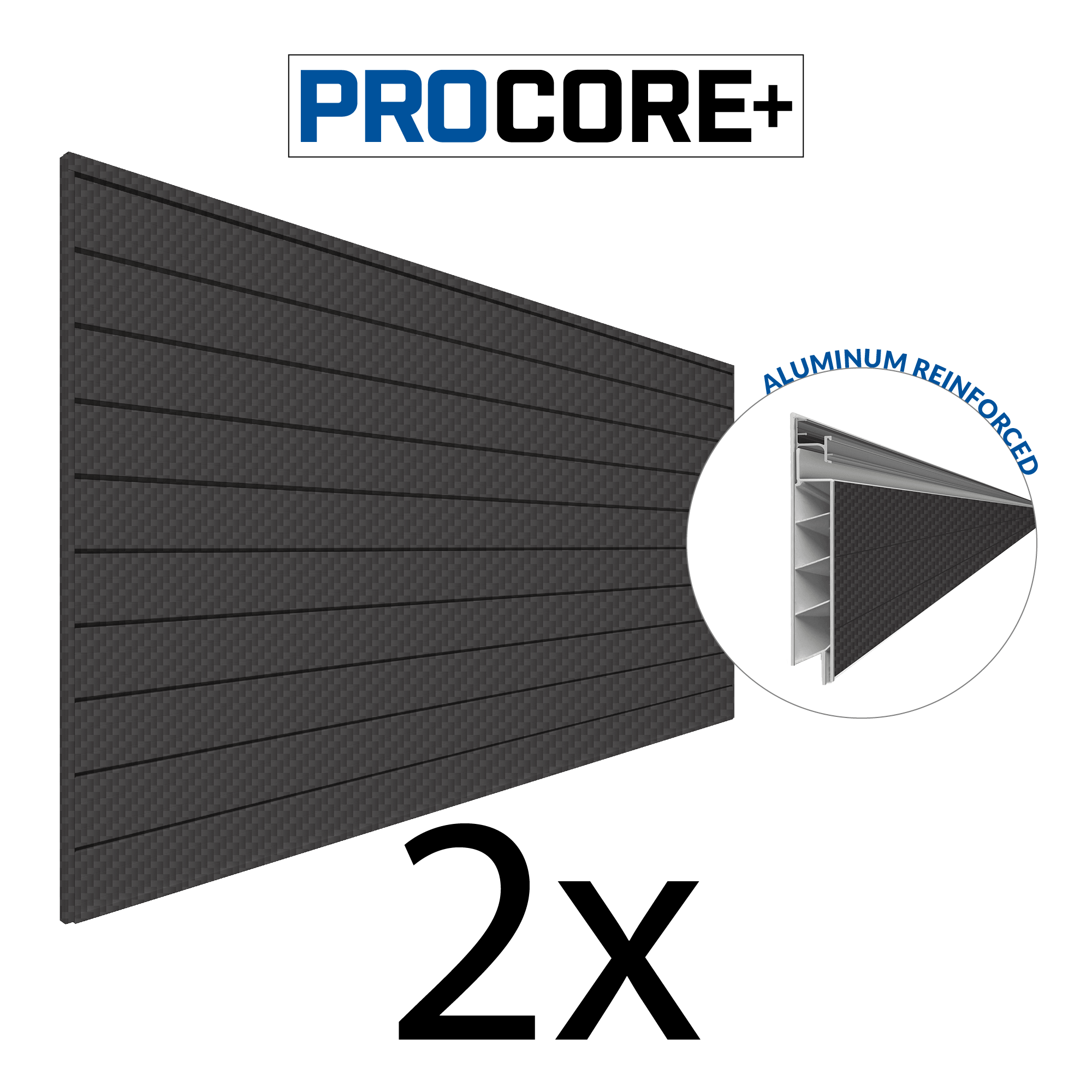 Proslat 8 ft. x 4 ft. PROCORE+ Carbon Fiber PVC Slatwall - 2 Pack 64 sq ft 87752K