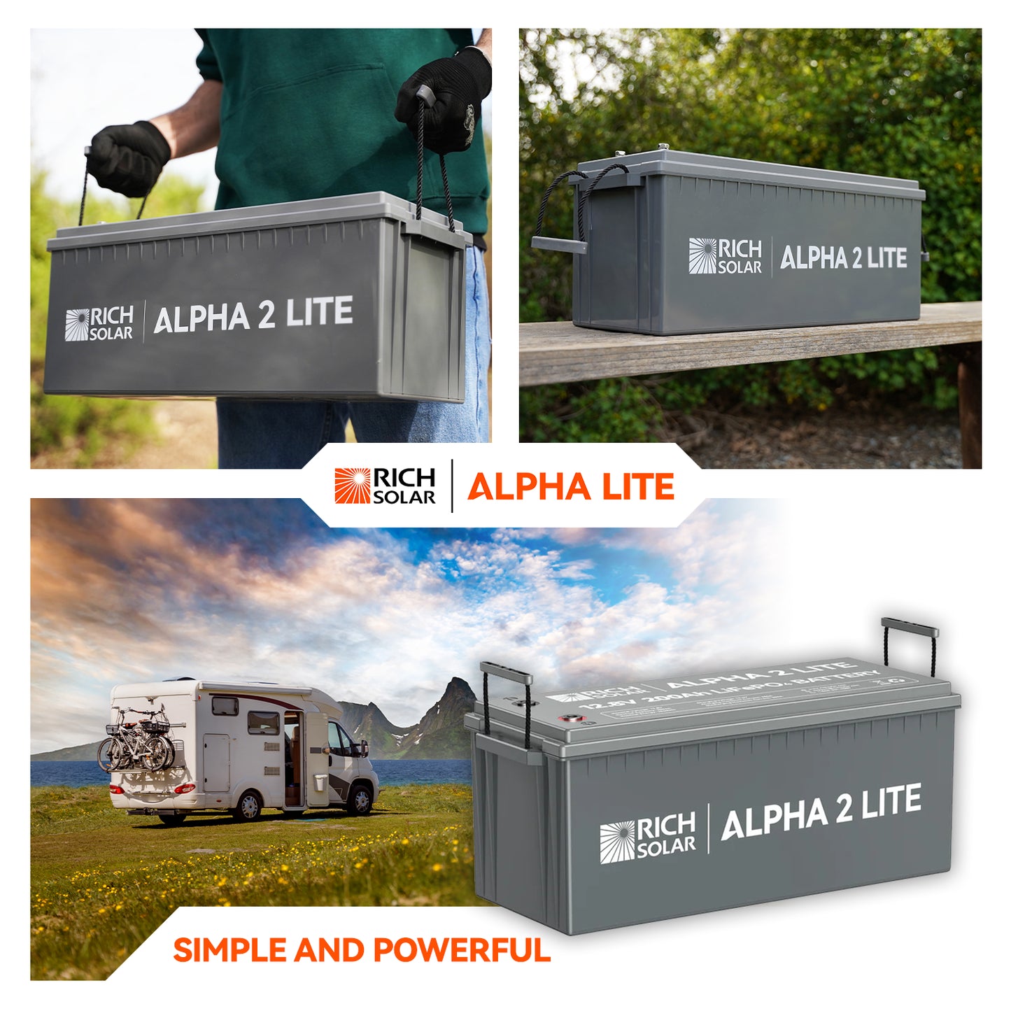 Rich Solar Alpha 2 12V 200Ah LiFePO4 Lithium Battery Series (Lite, Standard, Pro)