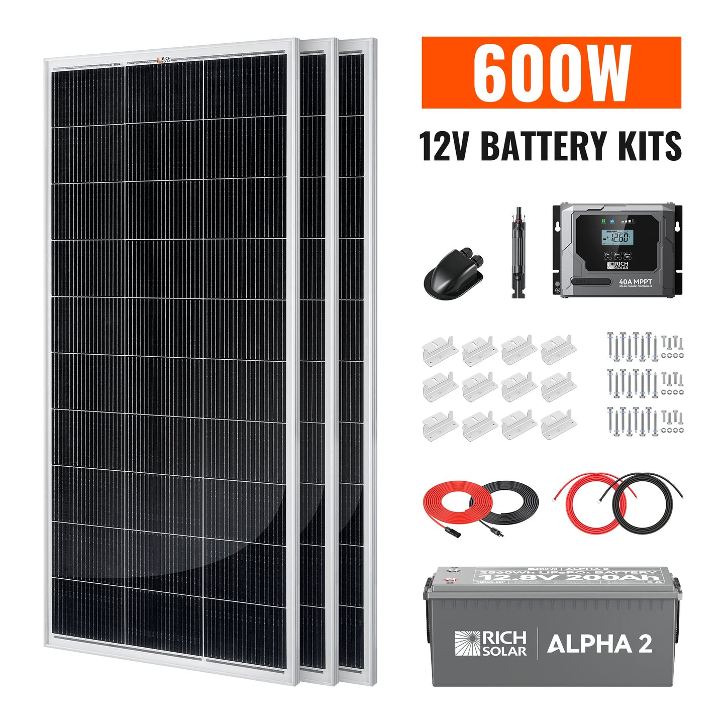Rich Solar 600W Off-Grid Solar Kit (Basic, Battery, & Complete Inverter Variations)