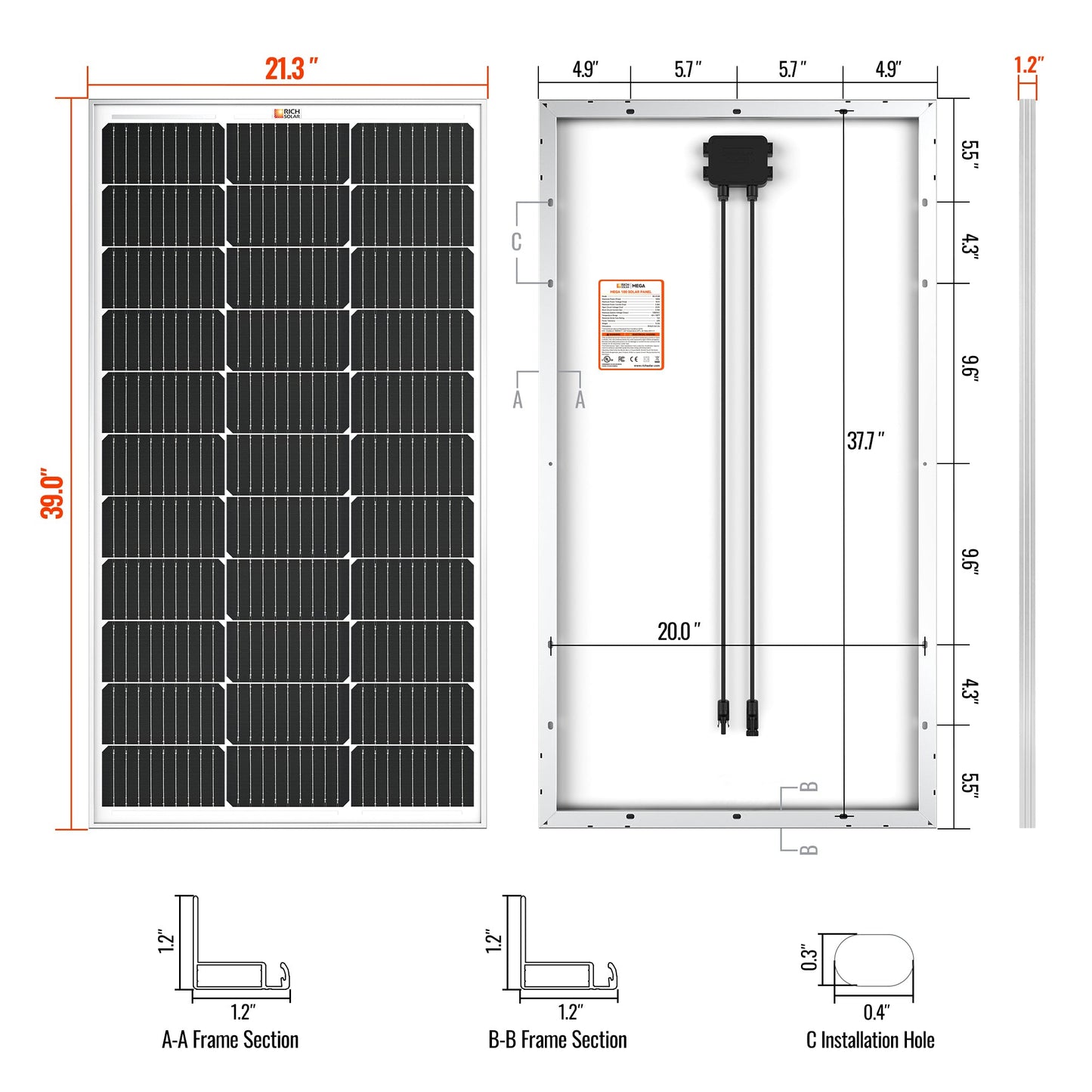 RICH SOLAR MEGA 100 & Onyx 100W 12V Off-Grid Solar Panel