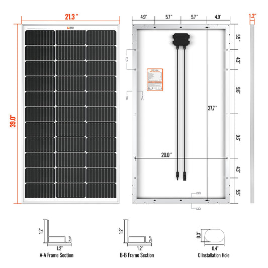 RICH SOLAR MEGA 100 & Onyx 100W 12V Off-Grid Solar Panel