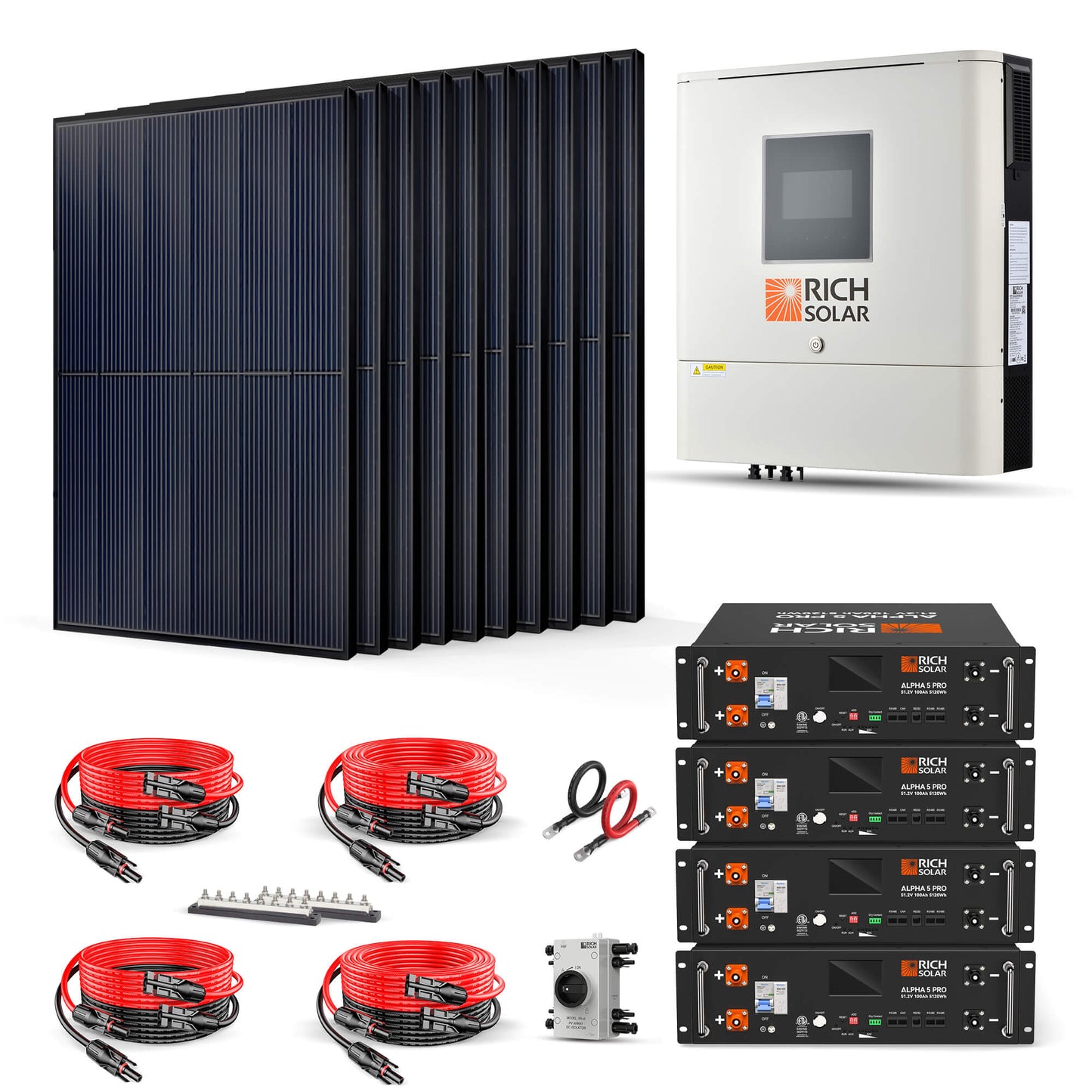 Rich Solar 4000W 48VDC 120VAC Complete Hybrid Solar Kit