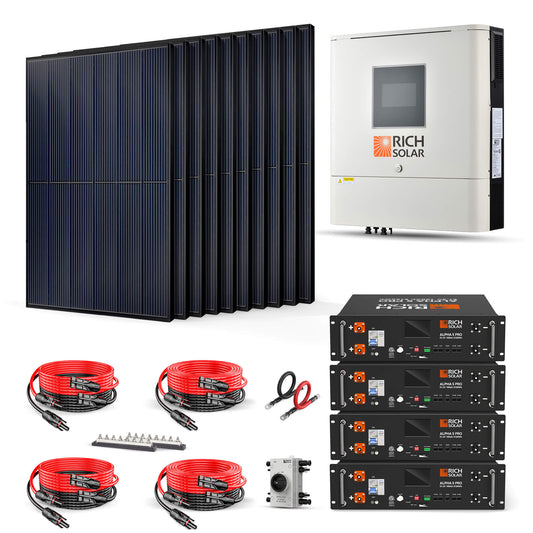 Rich Solar 4000W 48VDC 120VAC Complete Hybrid Solar Kit