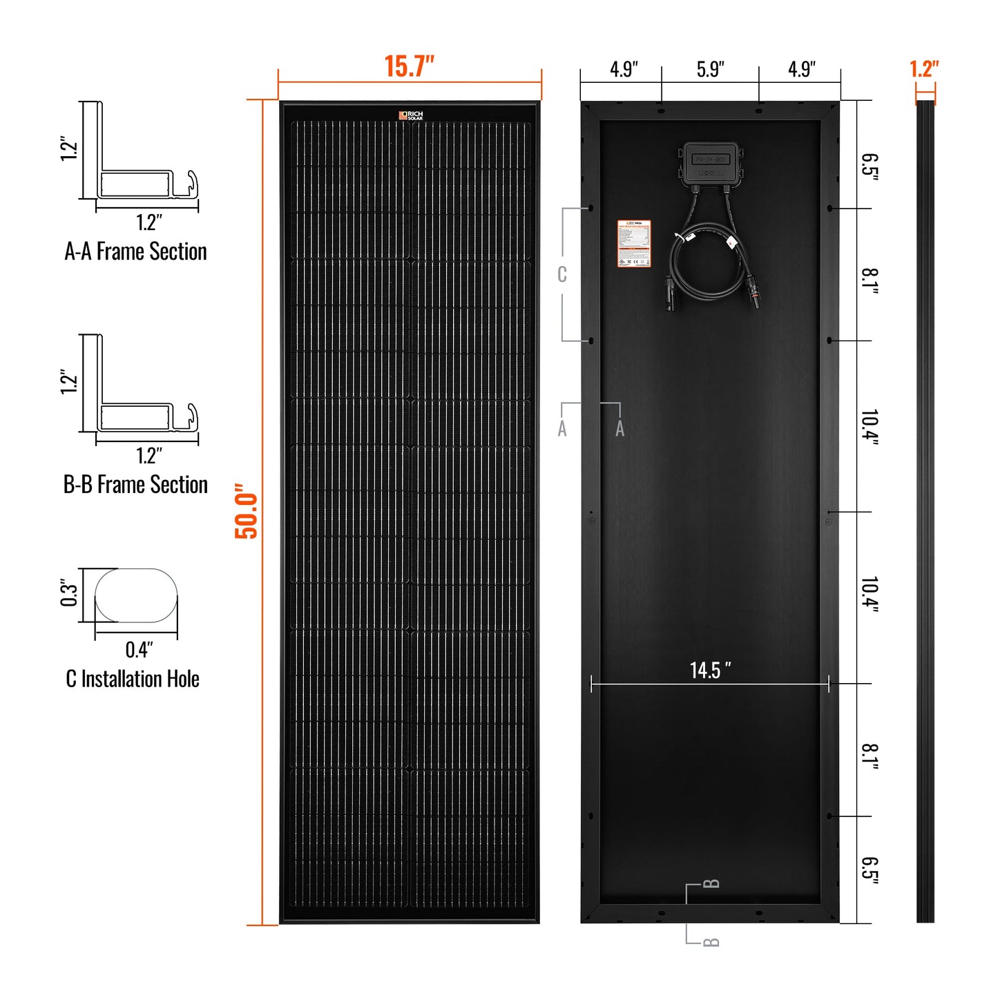 RICH SOLAR Mega 100 Slim & Onyx 100W 12V Solar Panel