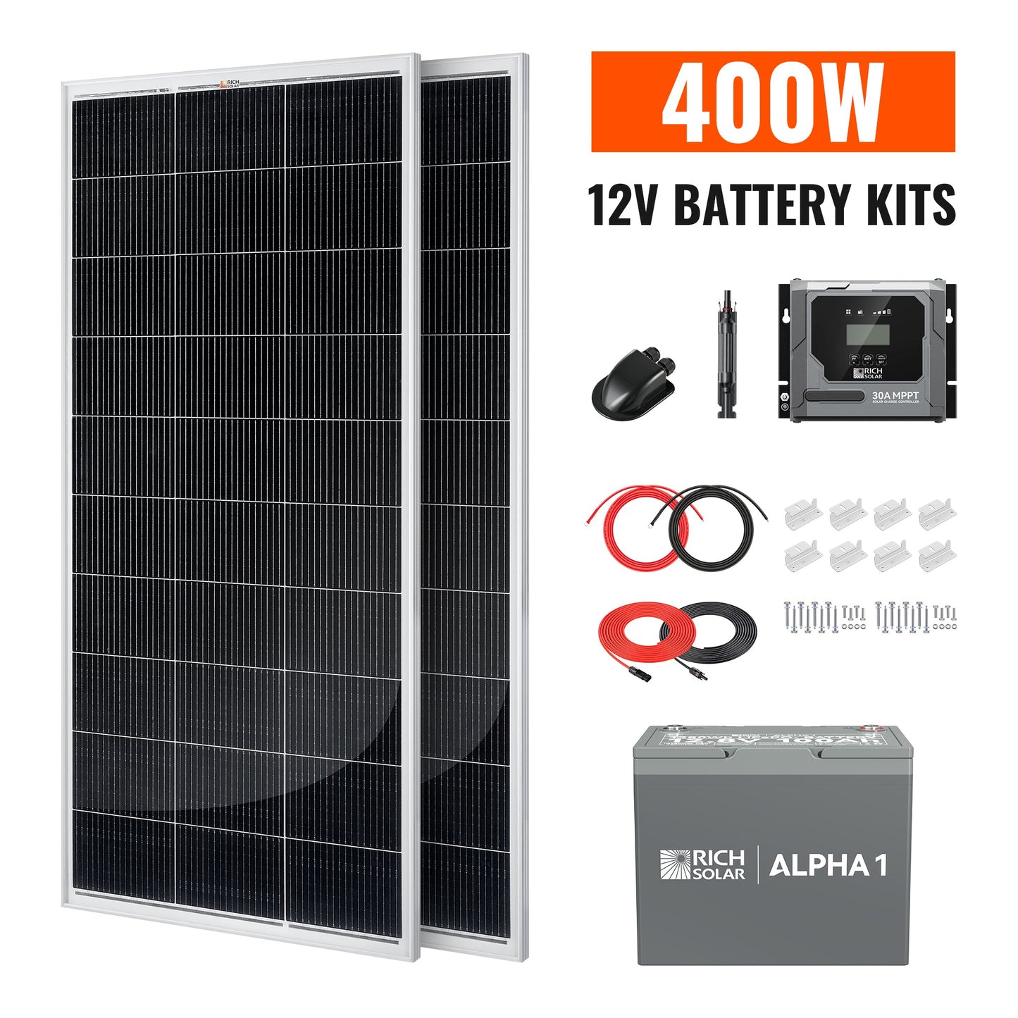 Rich Solar 400 Watt Off-Grid Solar Kit (Basic, Battery & Complete Inverter Options)