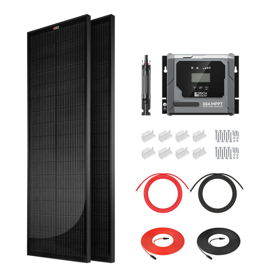 Rich Solar 200W Slim Kit with 30A MPPT Charge Controller | Off-Grid Van & RV Solar